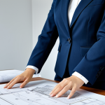 **

"A professional female architect in a modern office, wearing a tailored business suit, reviewing blueprints. Natural lighting, clean background, focused expression. Perfect anatomy, correct proportions, well-formed hands, proper finger count. Fully clothed, appropriate attire, professional, safe for work, high quality."

**