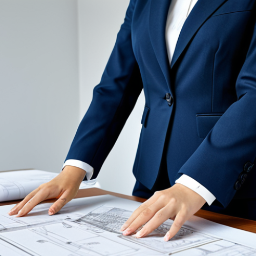 **

"A professional female architect in a modern office, wearing a tailored business suit, reviewing blueprints. Natural lighting, clean background, focused expression. Perfect anatomy, correct proportions, well-formed hands, proper finger count. Fully clothed, appropriate attire, professional, safe for work, high quality."

**