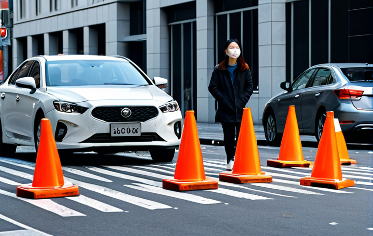 도로교통사와 관련된 교통 정책 - Image Prompt 1: The Minor Fender Bender - Initial Shock & Documentation**
