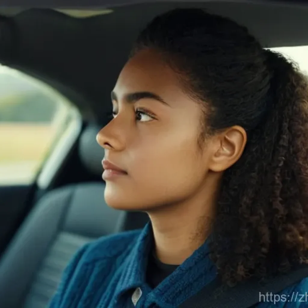 도로교통사 실기시험에서 자주 나오는 문제 - **Prompt:** A young adult (18-25 years old) sits calmly in the driver's seat of a modern car, wearin...