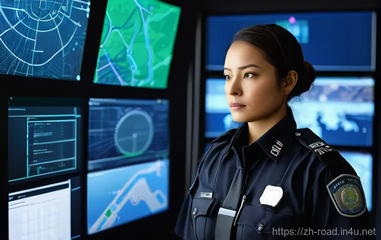 도로교통사 직무에서 중요한 윤리적 가이드 - **Prompt:** A highly detailed, realistic image of a female traffic police officer, mid-30s, with a c...