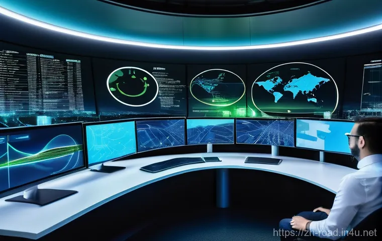 도로교통사 관련 직무의 장래성 - Image Prompt 1: The Intelligent Traffic Control Hub** 도로교통사 관련 직무의 장래성 - Image Prompt 1: The Intelligent Traffic Control Hub**