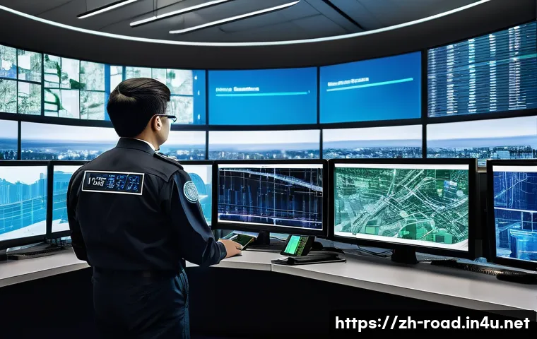 도로교통사 자격증으로 가능한 직업 - A modern urban traffic control center scene with a professional traffic management specialist operat...