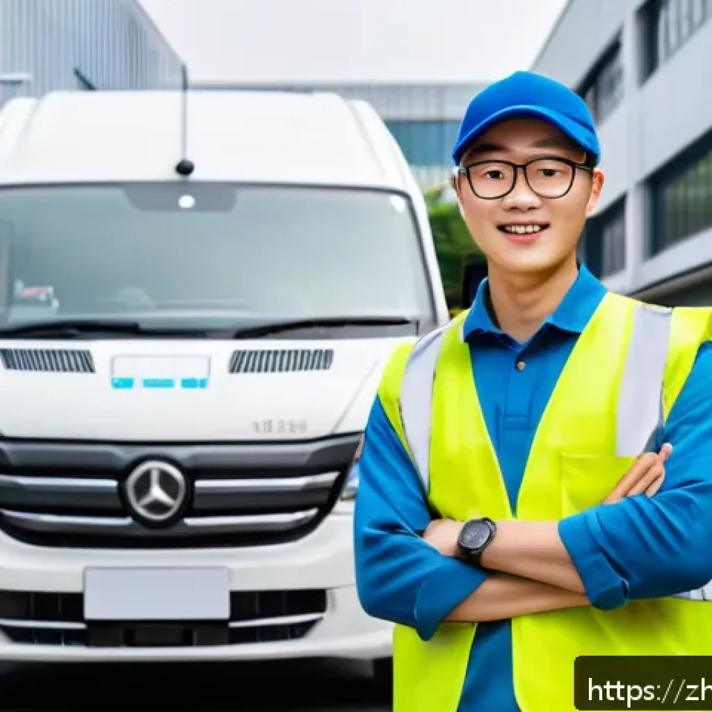 도로교통사 자격증의 활용 분야 - A professional logistics delivery driver wearing a clean uniform and safety vest, confidently standi...