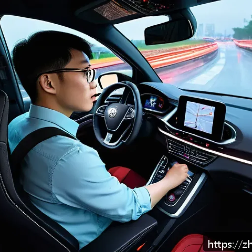 도로교통사 실습 과정의 실질적 중요성 - A detailed driving simulation training scene set inside a modern driving simulator cabin, showing a ...