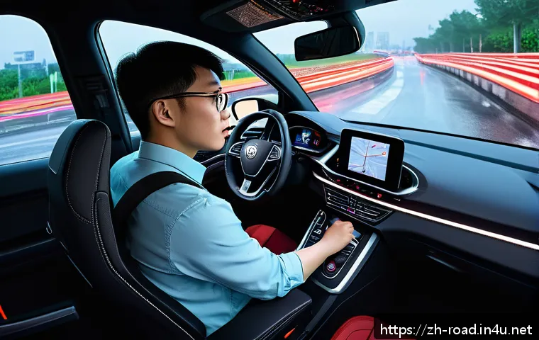 도로교통사 실습 과정의 실질적 중요성 - A detailed driving simulation training scene set inside a modern driving simulator cabin, showing a ...
