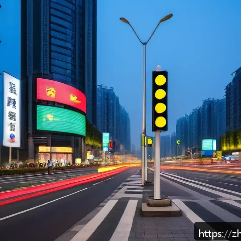 도로교통사 필기시험 예상문제 - A detailed urban street scene featuring a modern traffic intersection in China with multiple types o...