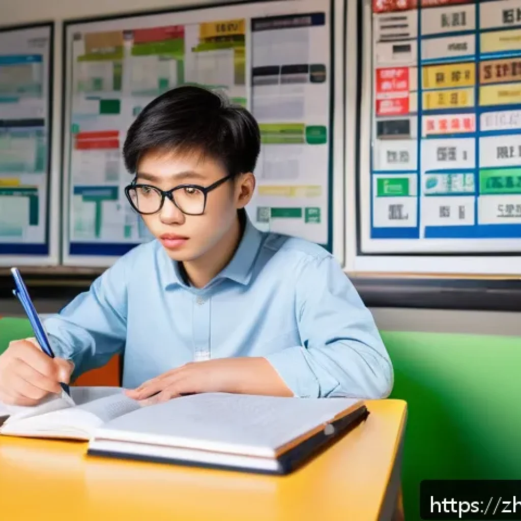 도로교통사 시험 준비 체크리스트 - A detailed educational scene showing a young Chinese adult studying for a driving safety exam in a m...