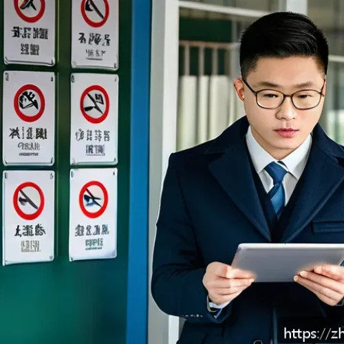 도로교통사 시험의 최신 시험 트렌드 - A modern classroom scene focused on a young adult Chinese student attentively practicing traffic law...