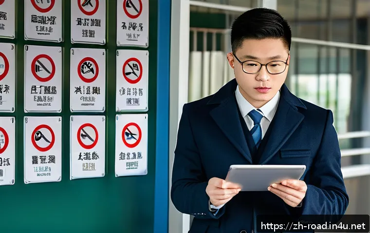 도로교통사 시험의 최신 시험 트렌드 - A modern classroom scene focused on a young adult Chinese student attentively practicing traffic law...