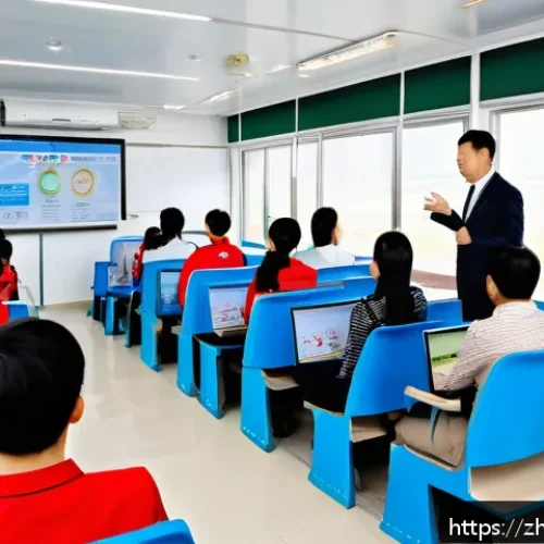 도로교통사 관련 자격증 비교 - A modern Chinese driving school classroom scene with diverse adult students attentively learning abo...