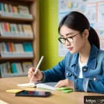 도로교통사 필기시험 고득점을 위한 학습 자료 - A detailed, realistic classroom scene focused on a young adult Chinese student attentively studying ...