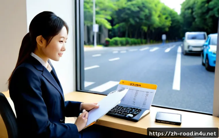 도로교통사 시험 합격 후 커리어 관리 - Photorealistic career planning scene after passing a road traffic certification exam, confident youn...